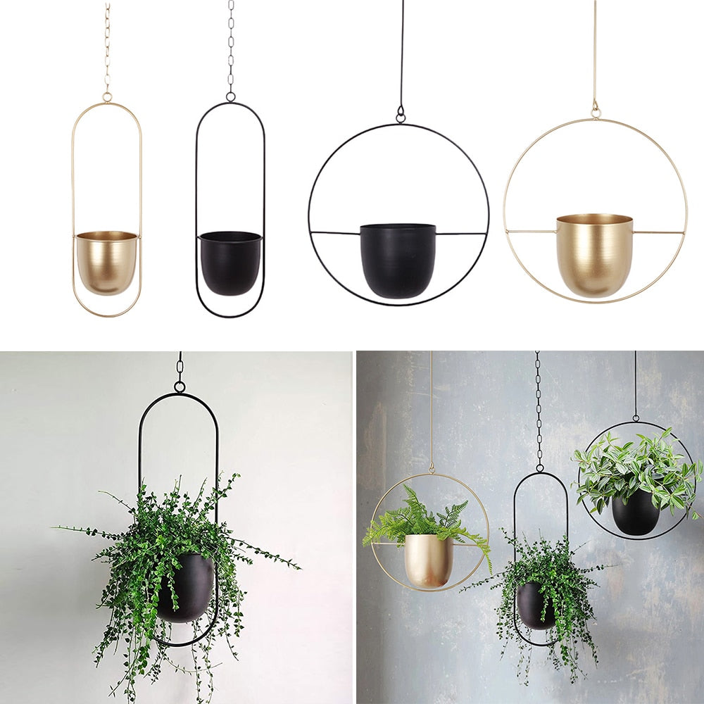 Decorative Metal Chain Hanging Pots