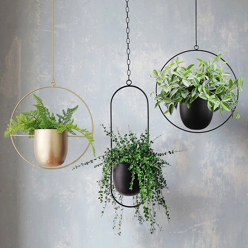 Decorative Metal Chain Hanging Pots
