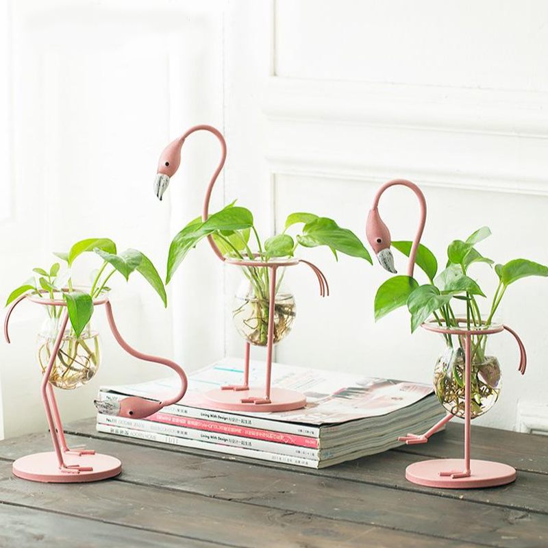 Funky Flamingo Glass Terrarium