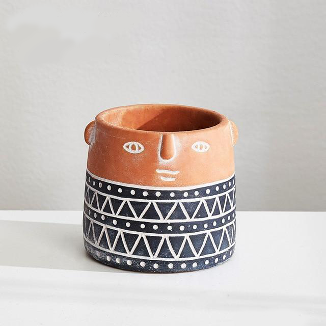 Abstract Face Patterned Pots