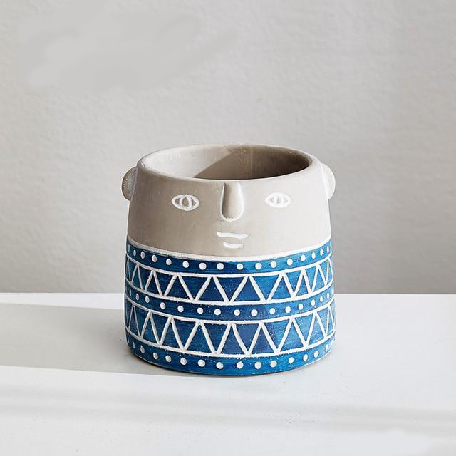 Abstract Face Patterned Pots