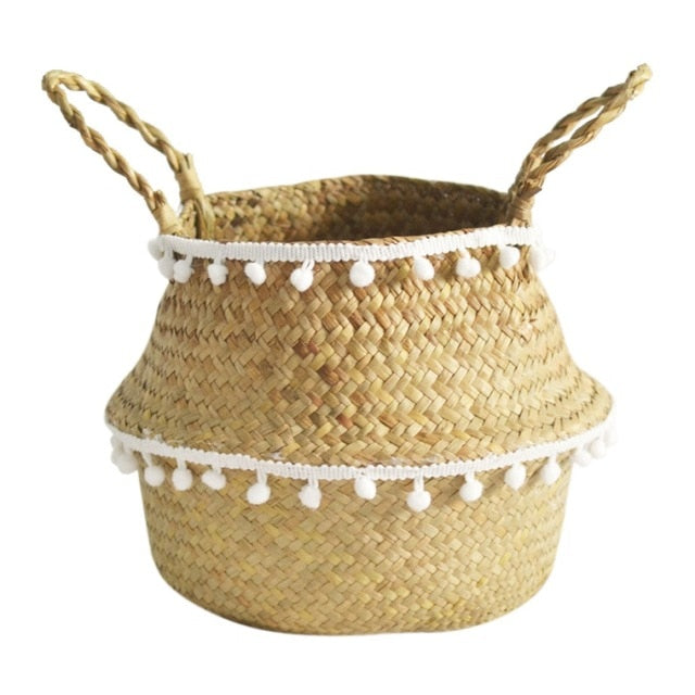 Patterned Handmade Bamboo Storage Baskets