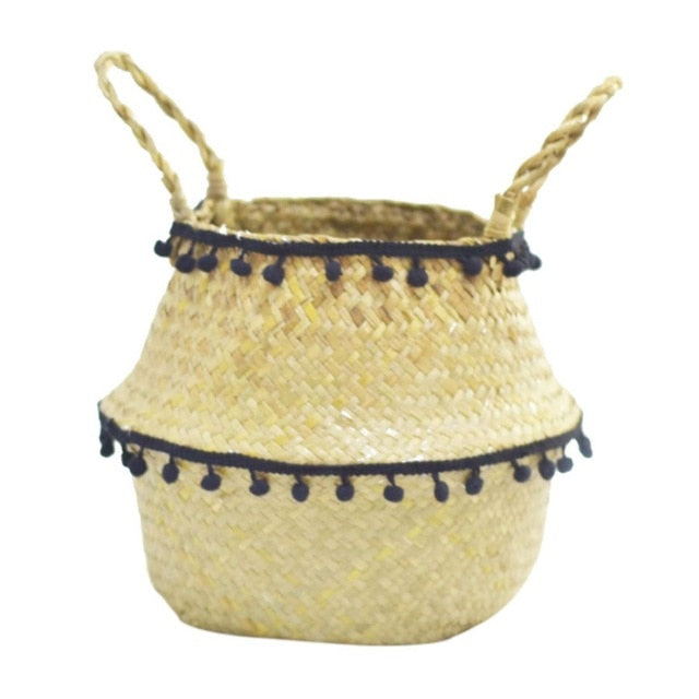 Patterned Handmade Bamboo Storage Baskets
