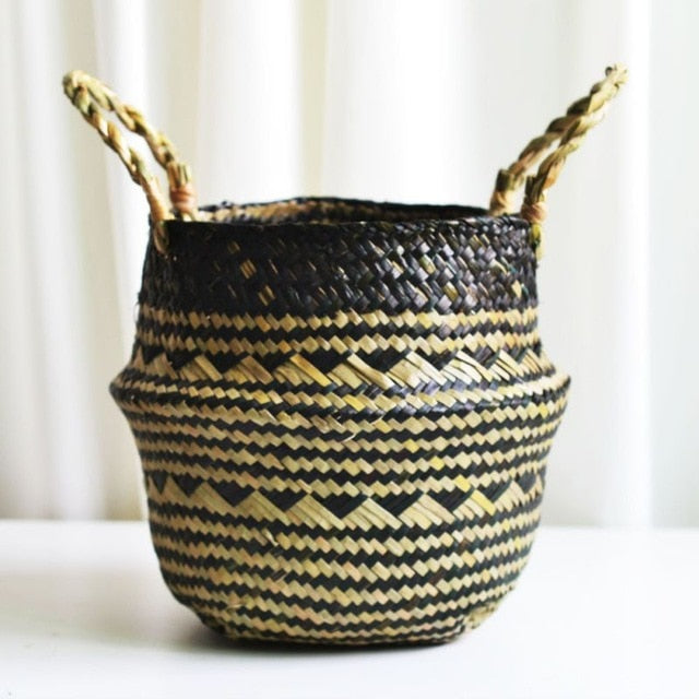 Patterned Handmade Bamboo Storage Baskets