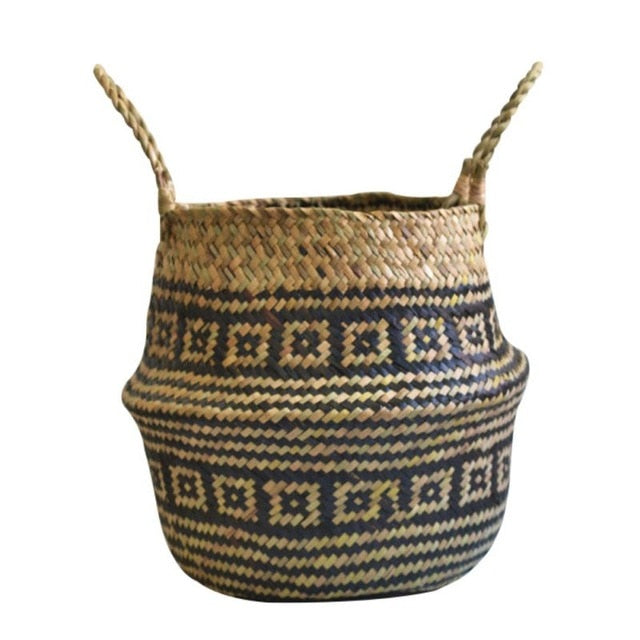 Patterned Handmade Bamboo Storage Baskets