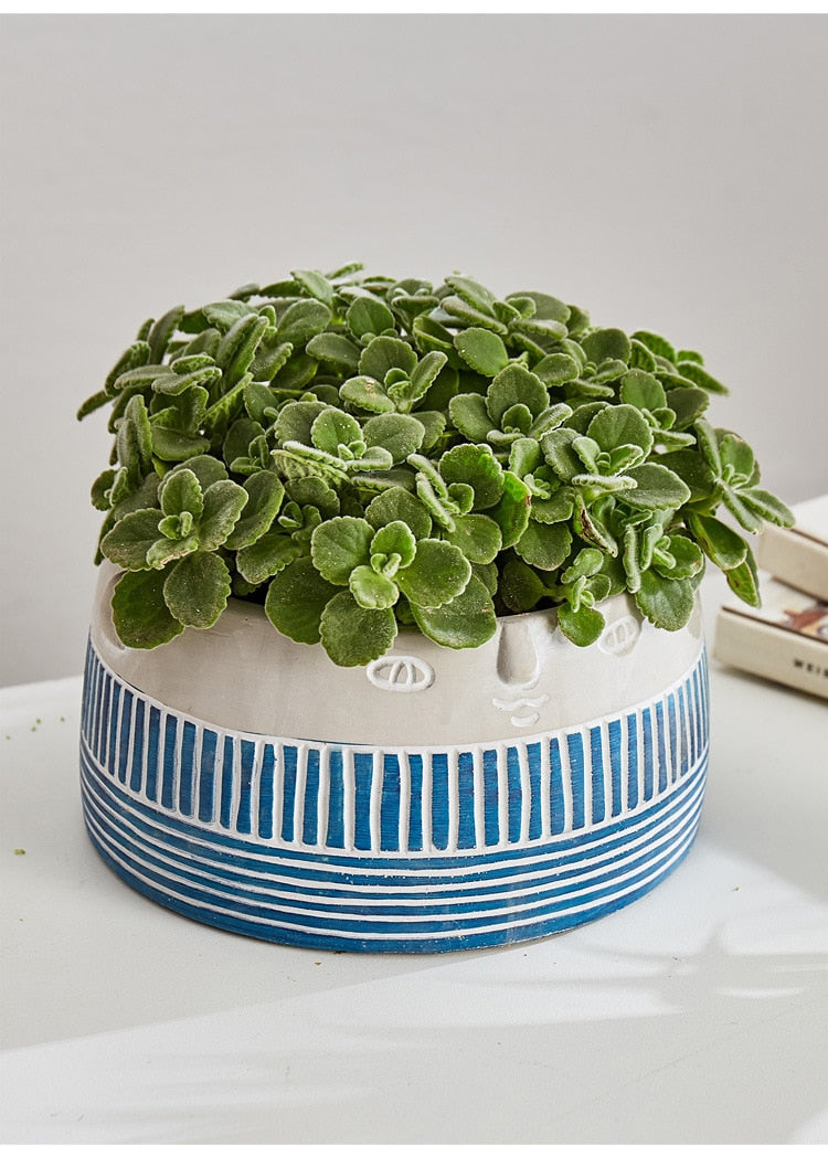 Abstract Face Patterned Pots