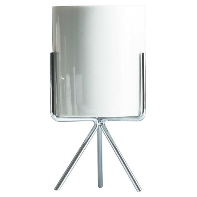 Ceramic Pot with Metal Frame