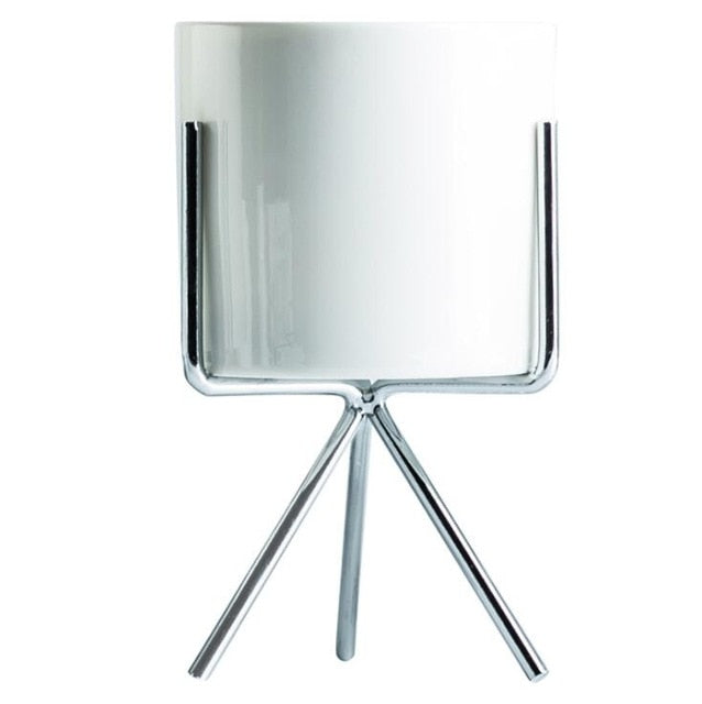 Ceramic Pot with Metal Frame