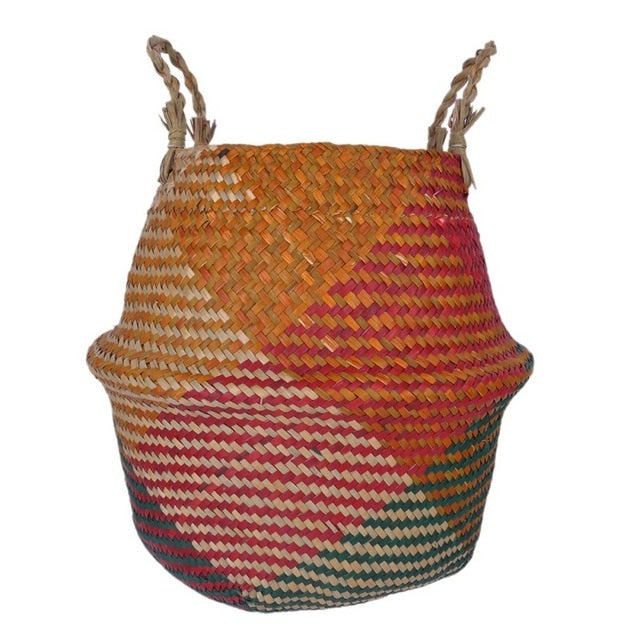 Patterned Handmade Bamboo Storage Baskets