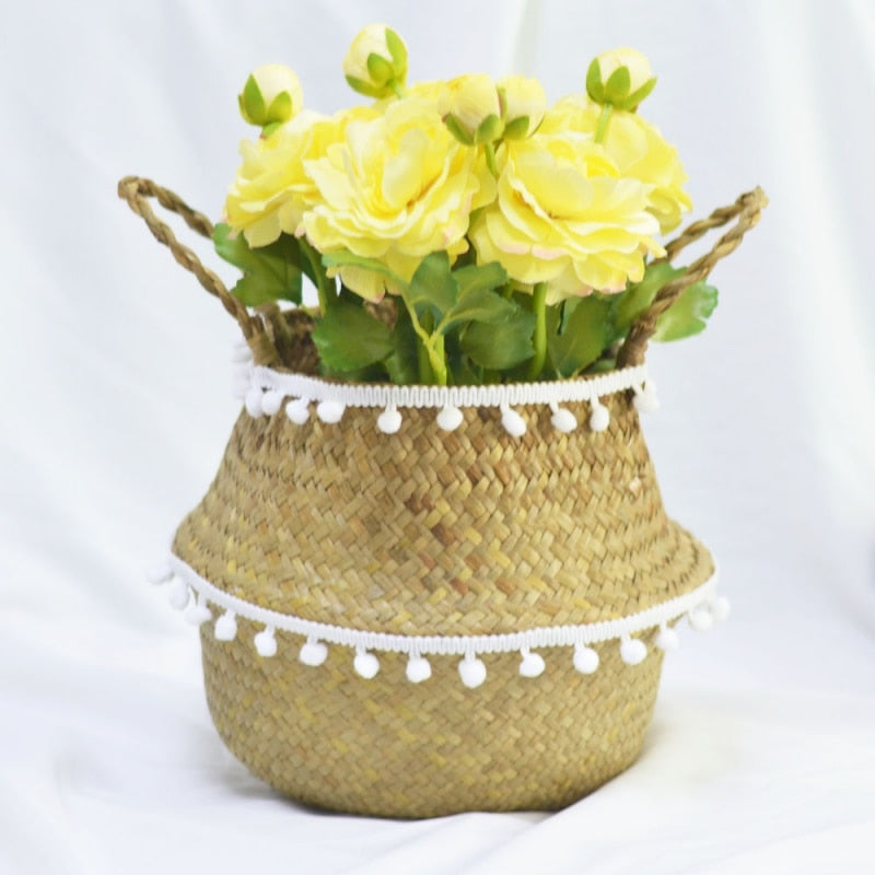 Patterned Handmade Bamboo Storage Baskets