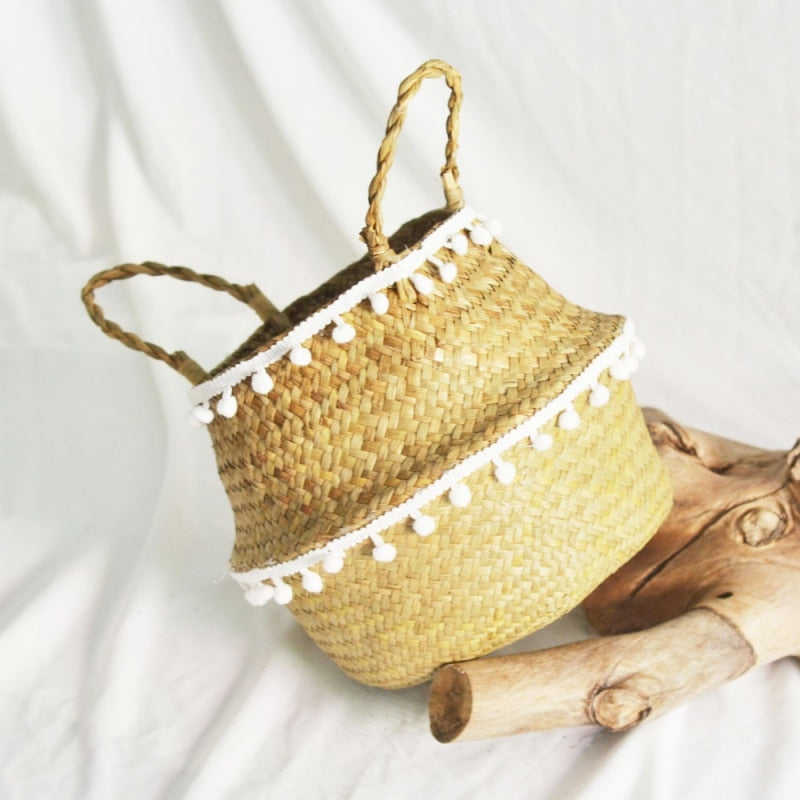 Patterned Handmade Bamboo Storage Baskets
