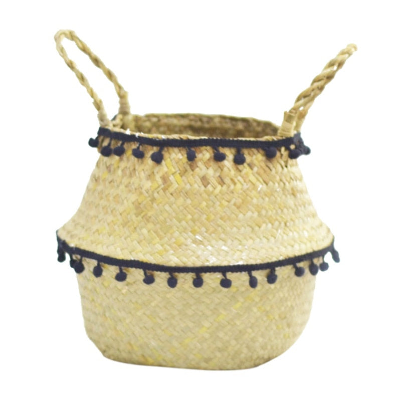 Patterned Handmade Bamboo Storage Baskets