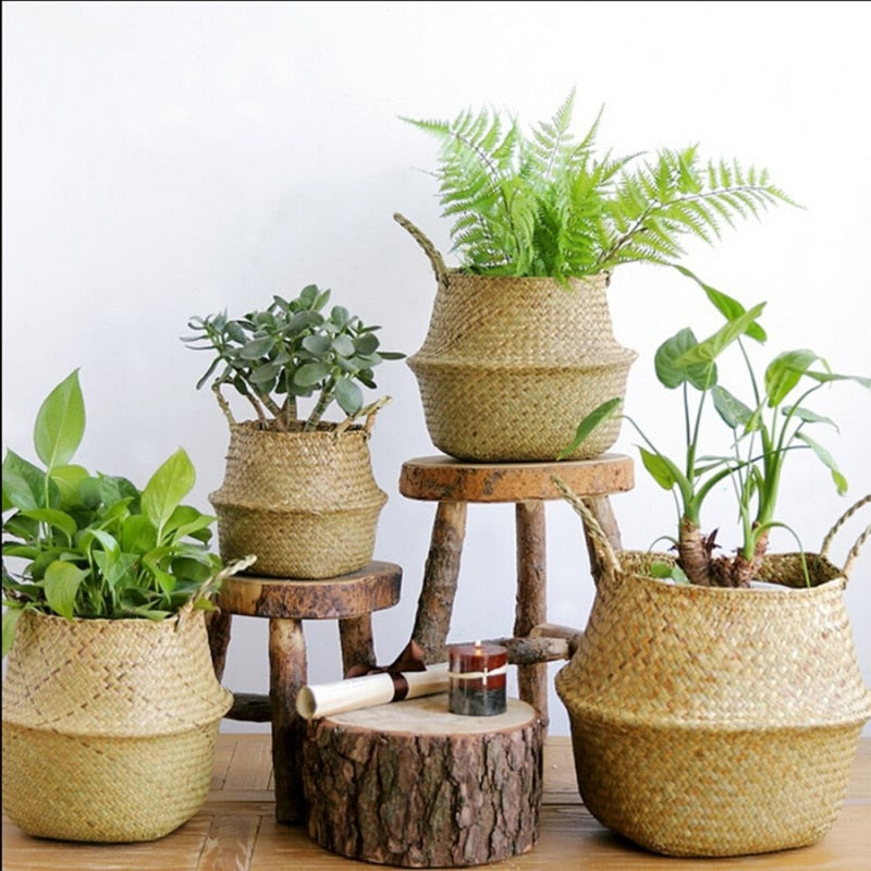 Patterned Handmade Bamboo Storage Baskets