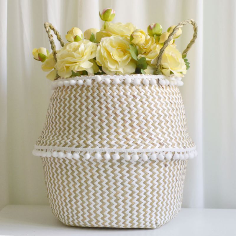 Patterned Handmade Bamboo Storage Baskets