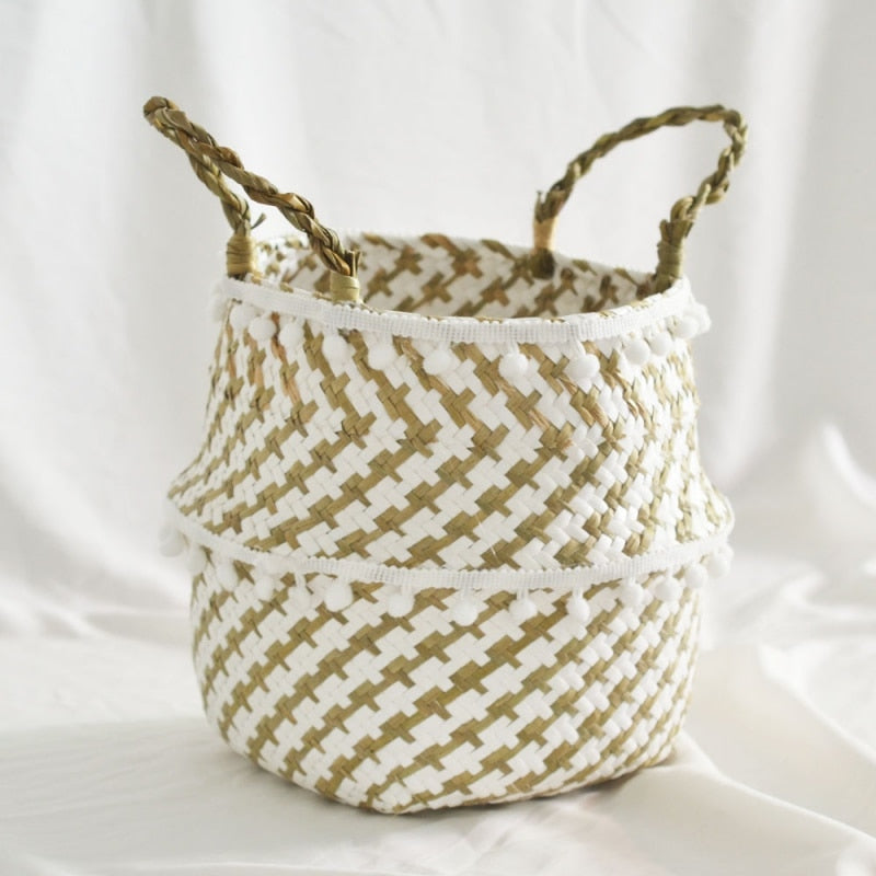Patterned Handmade Bamboo Storage Baskets