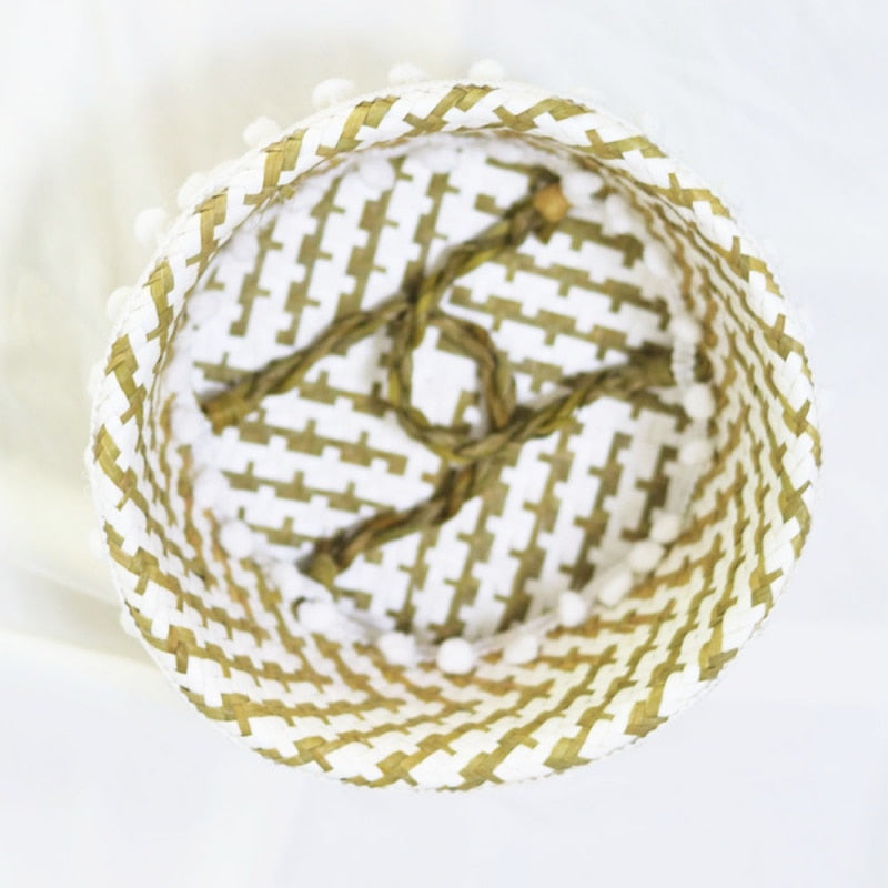 Patterned Handmade Bamboo Storage Baskets