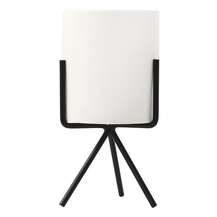 Ceramic Pot with Metal Frame