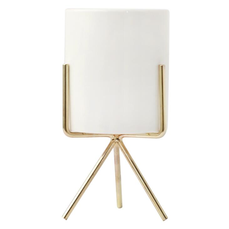 Ceramic Pot with Metal Frame