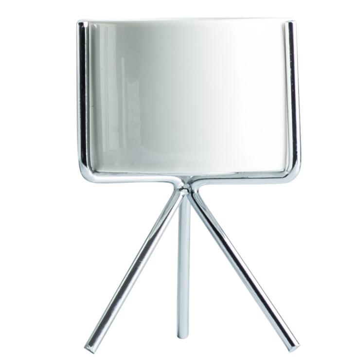 Ceramic Pot with Metal Frame