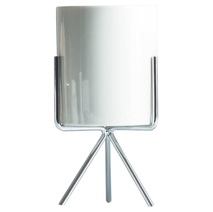 Ceramic Pot with Metal Frame