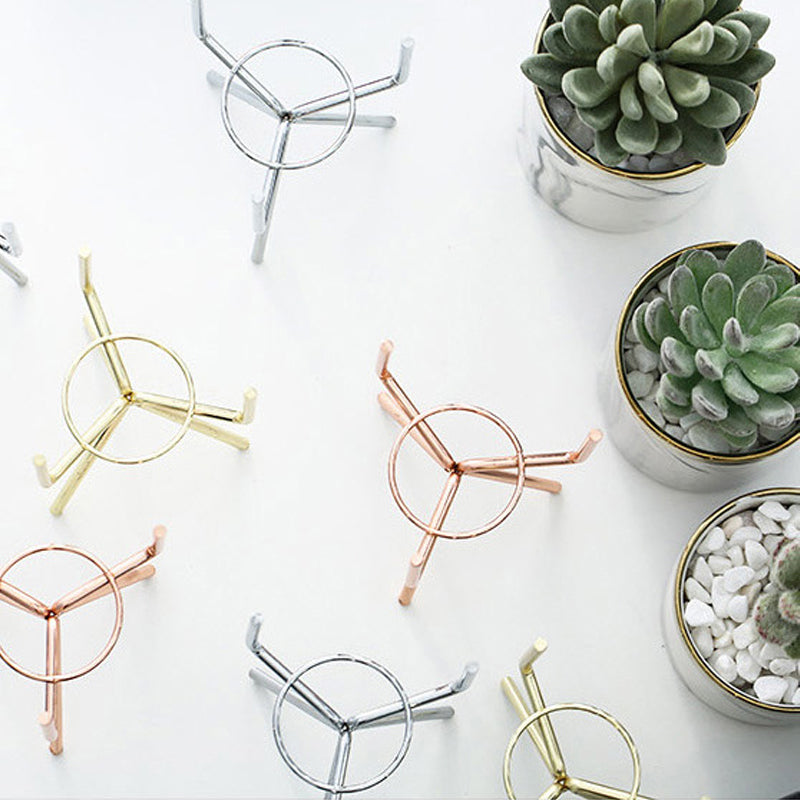 Marble Ceramic Pot with Metal Frame