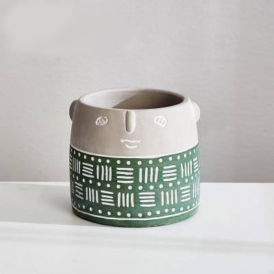 Abstract Face Patterned Pots