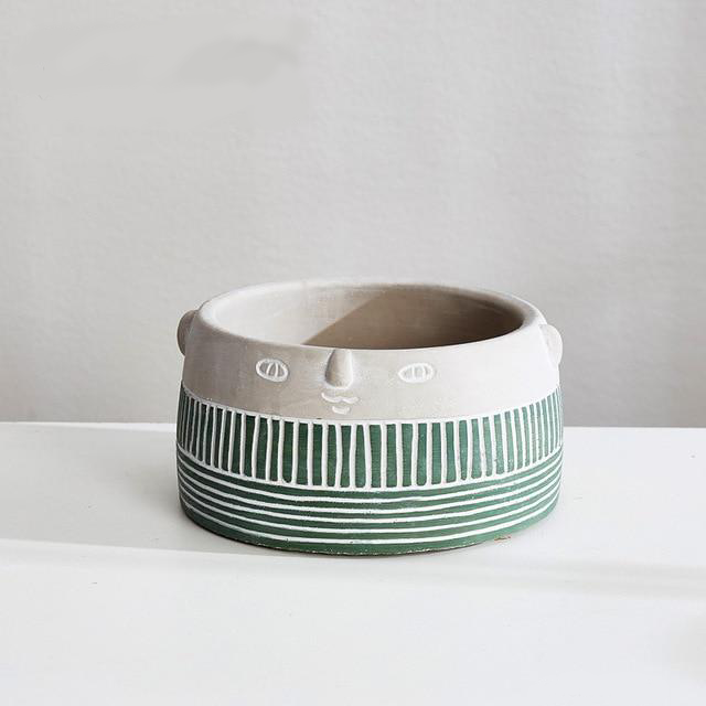 Abstract Face Patterned Pots