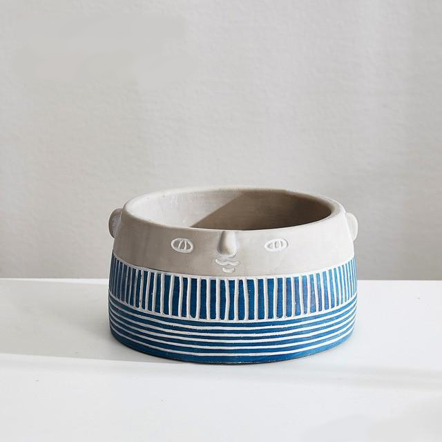 Abstract Face Patterned Pots