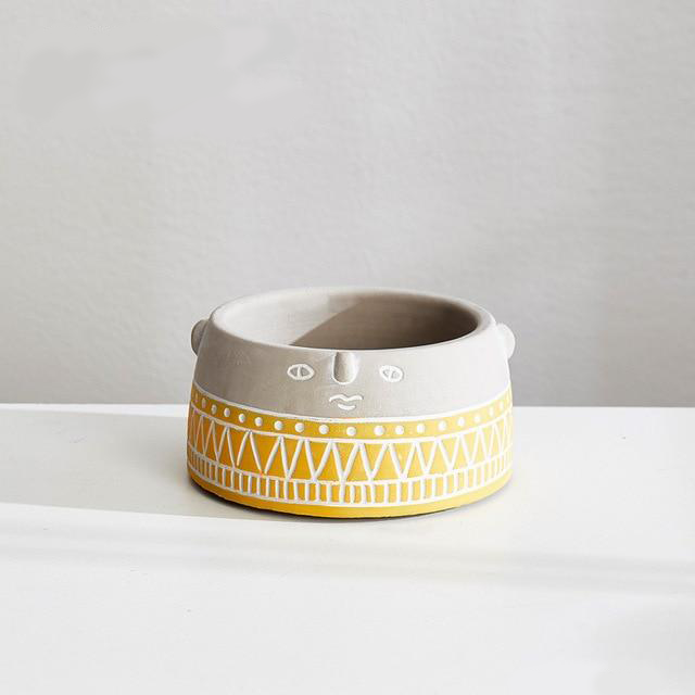 Abstract Face Patterned Pots