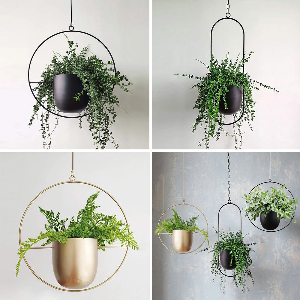 Decorative Metal Chain Hanging Pots