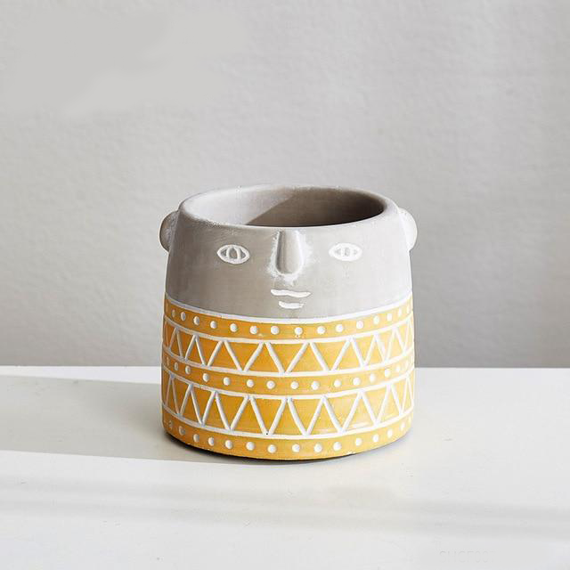 Abstract Face Patterned Pots